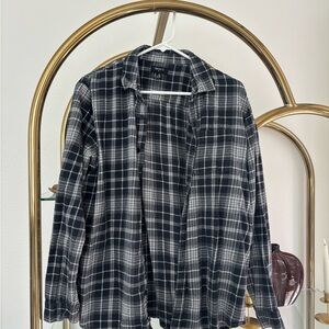 Forever 21 Black and White Checkered Unisex Flannel